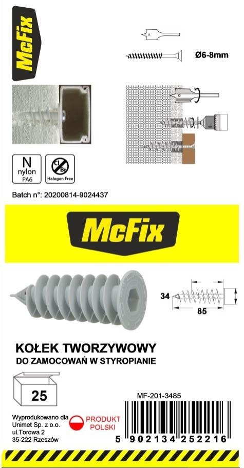 DYBEL DO MOCOWANIA W IZOLACJI 34*85MM NYLON DYBEL DO MOCOWANIA W IZOLACJI 34*85MM NYLON