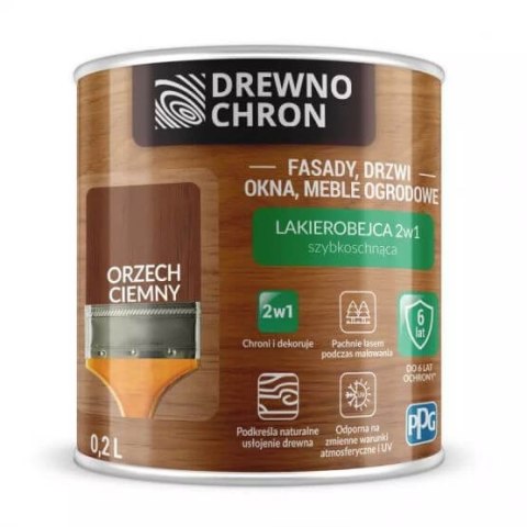 LAKIEROBEJCA ZEWNĘTRZNA 2W1 ORZECH CIEMNY 0.2L LAKIEROBEJCA ZEWNĘTRZNA 2W1 ORZECH CIEMNY 0.2L