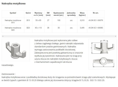 NAKRĘTKA MOTYLKOWA B15 NAKRĘTKA MOTYLKOWA B15