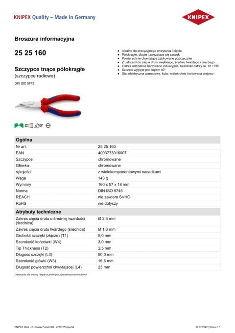 SZCZYPCE TNĄCE PÓŁOKRĄGŁE 160MM SZCZYPCE TNĄCE PÓŁOKRĄGŁE 160MM