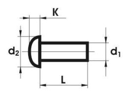 NIT ALUMINIOWY PEŁNY Z ŁBEM KULISTYM 6.0*16 MM