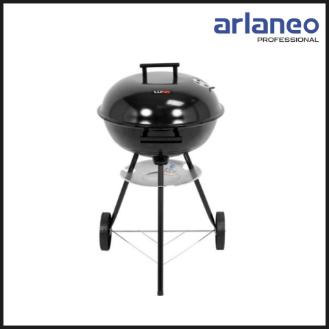 GRILL WĘGLOWY OKRĄGŁY Z POKRYWĄ 41CM | LUND | MOBILNY OGRODOWY GRILL WĘGLOWY OKRĄGŁY Z POKRYWĄ 41CM | LUND | MOBILNY OGRODOWY