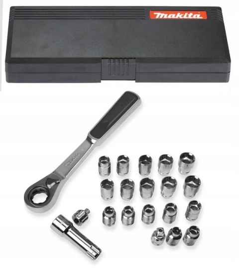 ZESTAW KLUCZY NASADOWYCH MAKITA 1/4", 3/8" – 21 ELEMENTÓW ZESTAW KLUCZY NASADOWYCH MAKITA 1/4", 3/8" – 21 ELEMENTÓW