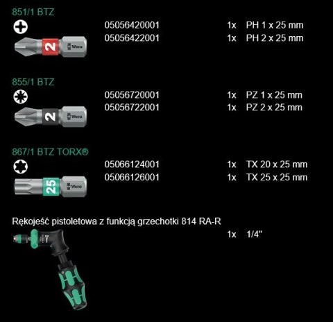 KRAFTFORM KOMPAKT PISTOL RA-R 2, 13 CZĘŚCI WERA KRAFTFORM KOMPAKT PISTOL RA-R 2, 13 CZĘŚCI WERA