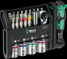 ZESTAW BITY I NASADKI + UCHWYT TOOL-CHECK, 21 CZĘŚCI WERA