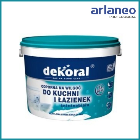 EMULSJA AKRYL WEW ŁAZIENKA&KUCHNIA MALEINAK BIAŁY 5L DEKORAL