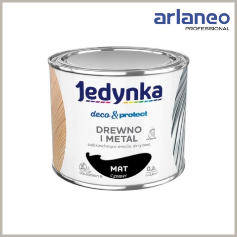 JEDYNKA DECO&PROTECT DREWNO I METAL MAT CZARNY 0,2L JEDYNKA