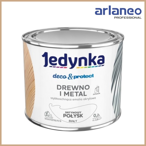 JEDYNKA DECO&PROTECT DREWNO I METAL SATYNA BIAŁY 0,2L JEDYNKA