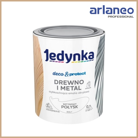 JEDYNKA DECO&PROTECT DREWNO I METAL SATYNA BIAŁY 0,7L JEDYNKA