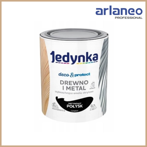 JEDYNKA DECO&PROTECT DREWNO I METAL SATYNA CZARNY 0,7L JEDYNKA