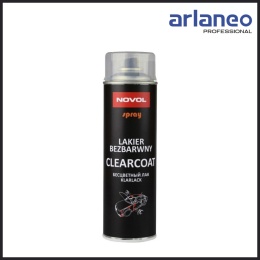 Spray bezbarwny NOVOL Clearcoat 500 ml szybkoschnący połysk FAN
