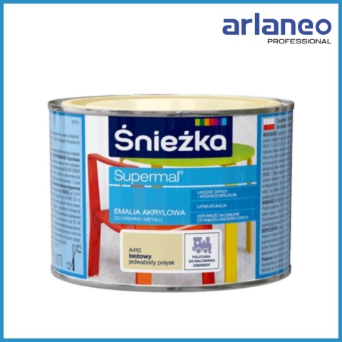 Śnieżka SUPERMAL Akrylowa Biała A400 Jedwabisty Połysk 0,8L