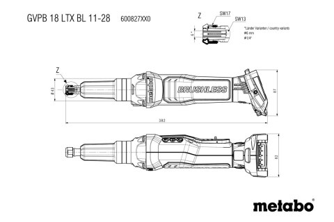 SZLIFIERKA PROSTA AKUMULATOROWA GVPB 18 LTX BL 11-28 0*AH METABO SZLIFIERKA PROSTA AKUMULATOROWA GVPB 18 LTX BL 11-28 0*AH METABO
