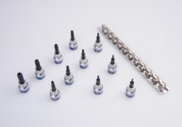 KPL.NASADEK TORX Z OTWOREM 3/8'' 11CZĘŚCI T8-T50 SZYNA KING TONY