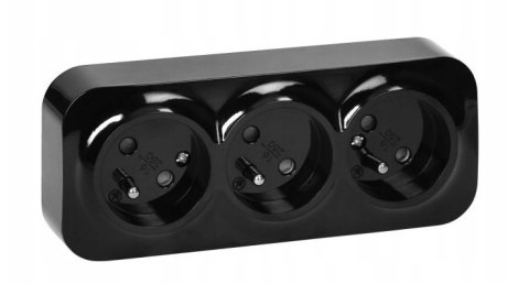 GNIAZDO POTRÓJNE TODO 2P+Z IP20, CZARNY ORNO