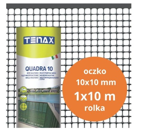 SIATKA PVC QUADRA 10 GRAFIT 1.0M*10MB OCZKO 10MM UN