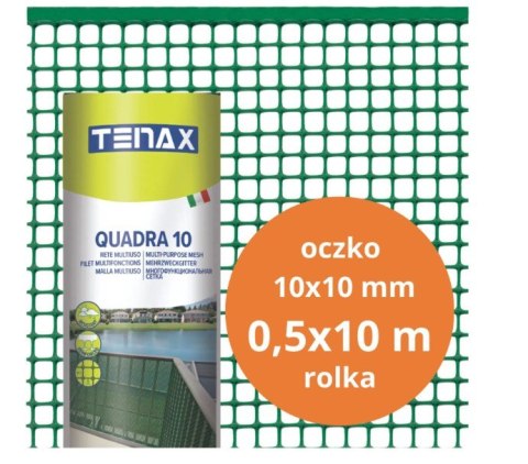 SIATKA PVC QUADRA 10 ZIELONA 0.5M*10MB OCZKO 10MM UN