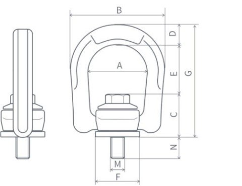 ŚRUBA Z UCHEM OBROTOWO-UCHYLNYM PLZW M10 0.63T UN