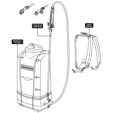 AKUMULATOROWY OPRYSKIWACZ ENERGY+ 18V 15L BEZ AKUMULATORA GRAPHITE