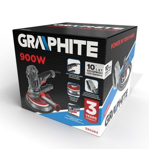 SZLIFIERKA DO GIPSU 900W, 180 MM, LED KRÓTKA GRAPHITE