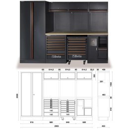 ZESTAW MEBLI WARSZTATOWYCH C45PRO2.0X/268UT+268 NARZĘDZI DRE BETA