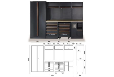ZESTAW MEBLI WARSZTATOWYCH C45PRO2.0X/268UT+268 NARZĘDZI MDF BETA