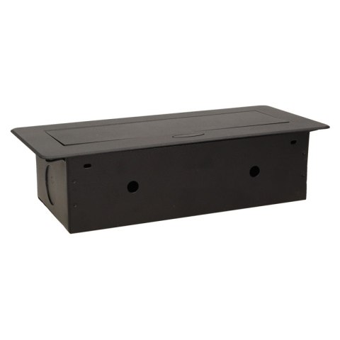 GNIAZDA WPUSZCZANE W BLAT 2X2P+Z, 2XUSB PŁASKI RANT CZARNY ORNO