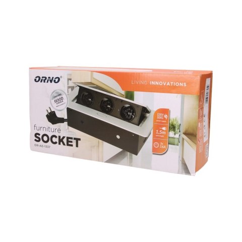 GNIAZDA WPUSZCZANE W BLAT 3X2P+Z PŁ RANT FREZOWANY 1,5M CZAR ORNO