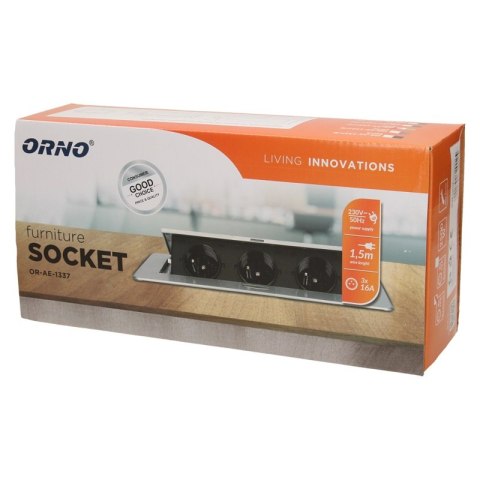 GNIAZDA WPUSZCZANE W BLAT 3X2P+Z PŁ RANT FREZOWANY 1,5M ZŁO ORNO