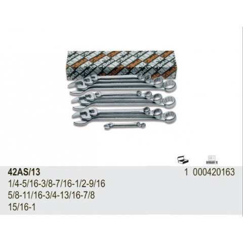 KPL. KLUCZY PŁASKO-OCZKOWYCH CALOWYCH 42AS, 1/4'-1.1/4' 16CZ BETA