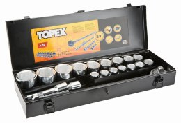 KLUCZE NASADOWE KOMPLET 21-CZĘŚCIOWY 3/4'' 19-50MM TOPEX