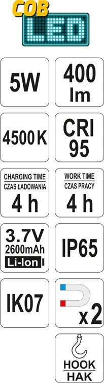 LAMPA 5W DO DOBIERANIA KOLORÓW YATO