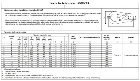 KARABIŃCZYK DO LIN DIN 5299C 14*180MM KARABIŃCZYK DO LIN DIN 5299C 14*180MM