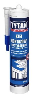 KLEJ MONTAŻOWY TYTAN STYROFIX 290ML – DO STYROPIANU I PIANKI, ELASTYCZNY, MALOWALNY
