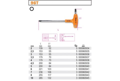 KLUCZ TRZPIENIOWY KĄTOWY 8MM BETA