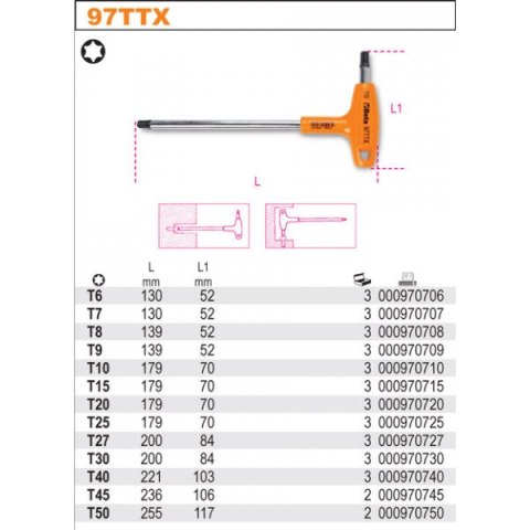 KLUCZ TRZPIENIOWY KĄTOWY PROFIL TORX T09 BETA