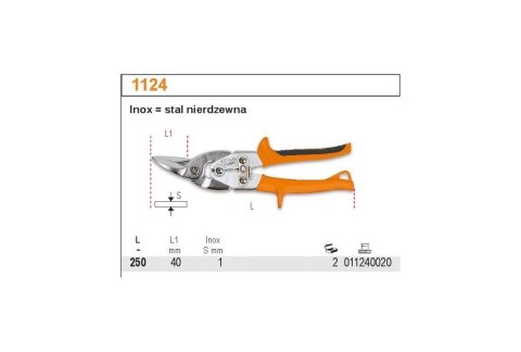 NOŻYCE DŹWIGNIOWE DO BLACHY LEWE 250MM BETA