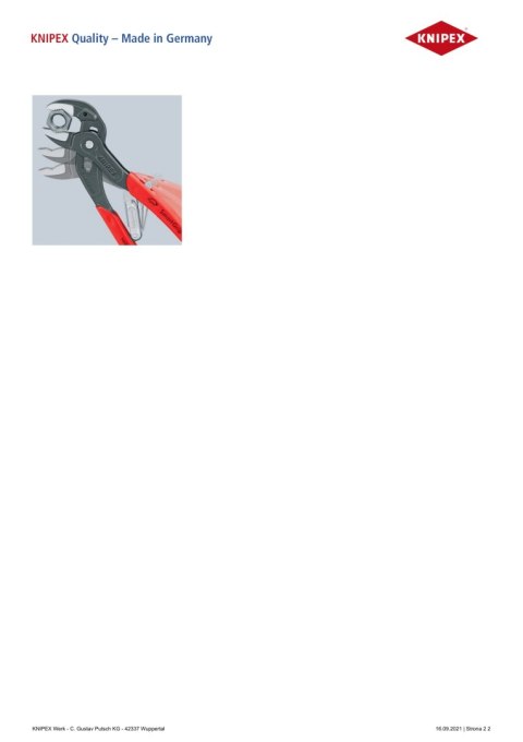 SZCZYPCE DO RUR KNIPEX SMARTGRIP 250MM SZCZYPCE DO RUR KNIPEX SMARTGRIP 250MM