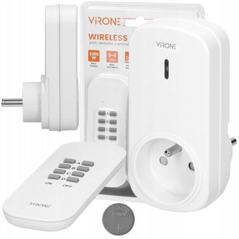 ZESTAW BEZPRZEWODOWY GNIAZDO STEROWANE PILOTEM 1+1 VIRONE