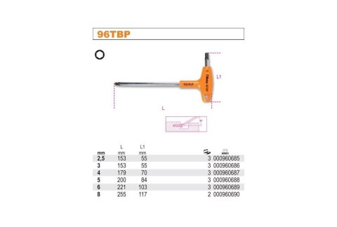 KLUCZ TRZPIEN. KĄTOWY Z KULK. Z RĘK. 6MM BETA