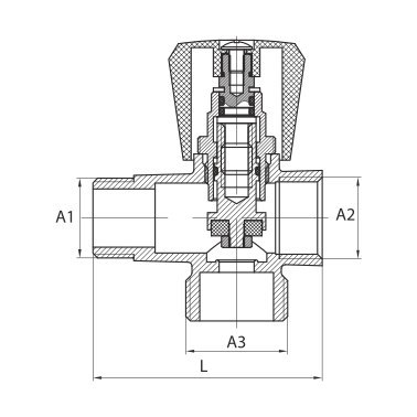 ZAWÓR KĄTOWY Z PRZEDŁUŻKĄ 3-WYJŚCIA 1/2*1/2*3/4 DIAMOND