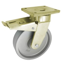 KOŁO ŻELIWNE 200MM OBUDOWA SKRĘTNA SPAWANA+HAMULEC 65ZH UN