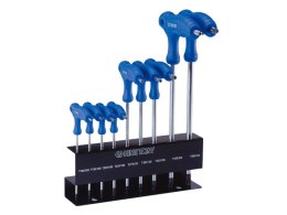 KOMPLET IMBUSÓW TORX Z UCHWYTEM 'L' 9 SZTUK T10 - T50 STOJAK KING TONY