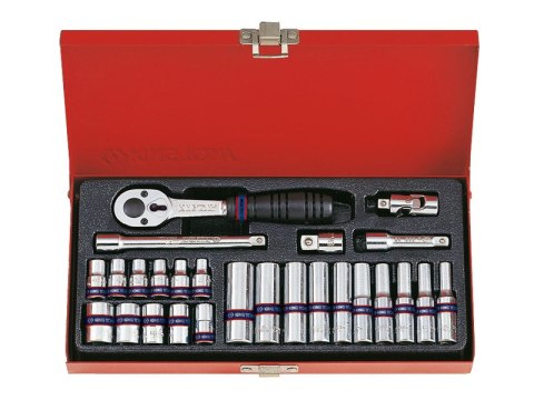 KOMPLET NASADEK 1/4 6-KĄTNE 26 SZTUK 4-13MM Z AKCESORIAMI KOMPLET NASADEK 1/4 6-KĄTNE 26 SZTUK 4-13MM Z AKCESORIAMI
