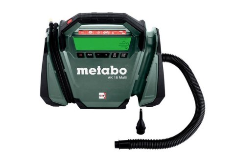 KOMPRESOR BEZOLEJOWY AKUMULATOROWY 18V AK 18 MULTI METABO | 11 Bar, 16L/min, Wąż 1200mm, LED KOMPRESOR BEZOLEJOWY AKUMULATOROWY 18V AK 18 MULTI METABO | 11 Bar, 16L/min, Wąż 1200mm, LED