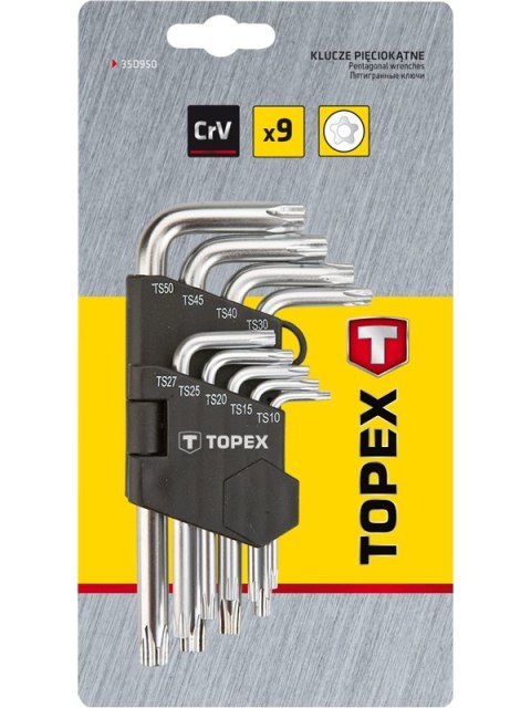 KLUCZE PIĘCIOKĄTNE TS10-50 ZESTAW 9SZT TOPEX