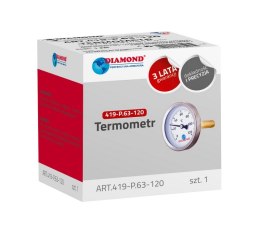 TERMOMETR ŚR 40MM 0-120C, TYŁ-GW 1/2' DIAMOND