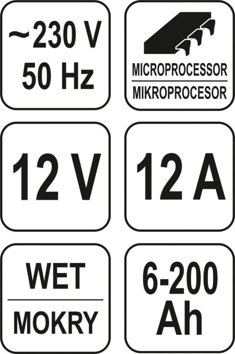 PROSTOWNIK ELEKTRONICZNY 12V 12A 6-200A YATO PROSTOWNIK ELEKTRONICZNY 12V 12A 6-200A YATO