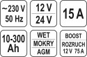 PROSTOWNIK ELEKTRONICZNY Z WSPOMAGANIEM ROZRUCHU 12/24V 15A YATO