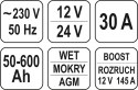 PROSTOWNIK ELEKTRONICZNY Z WSPOMAGANIEM ROZRUCHU 12/24V 30A YATO